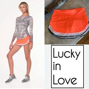 Lucky In Love Neon Mesh Border Low Rise Tennis Skirt Skort